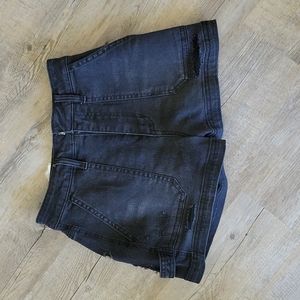 High-waisted distressed shorts